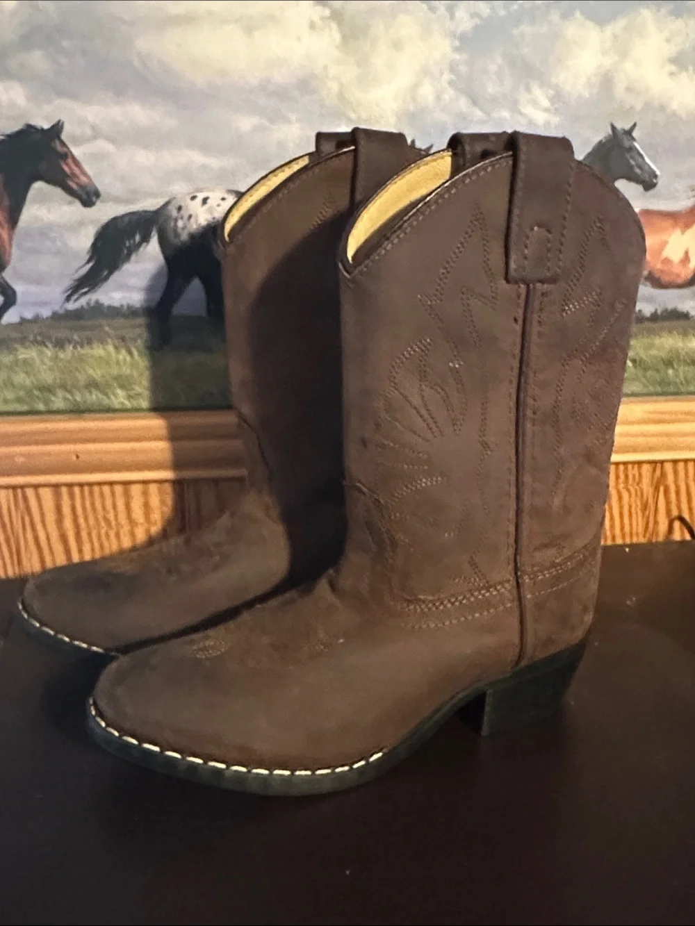 Kids Brown Western Cowboy Boots - Classic Pull-On